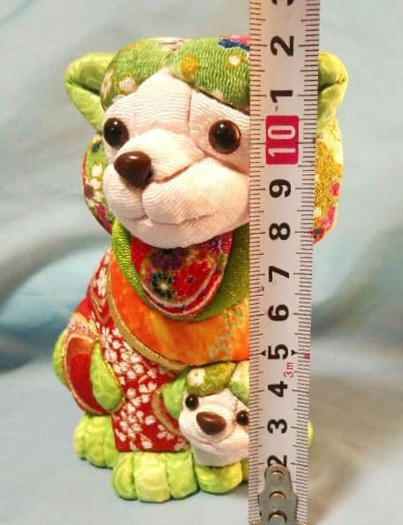 木目込み人形　シーサー家族(緑)