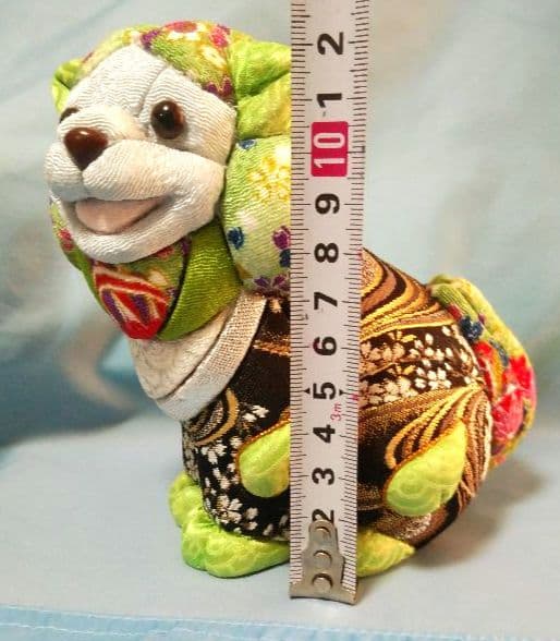 木目込み人形　シーサー家族(緑)