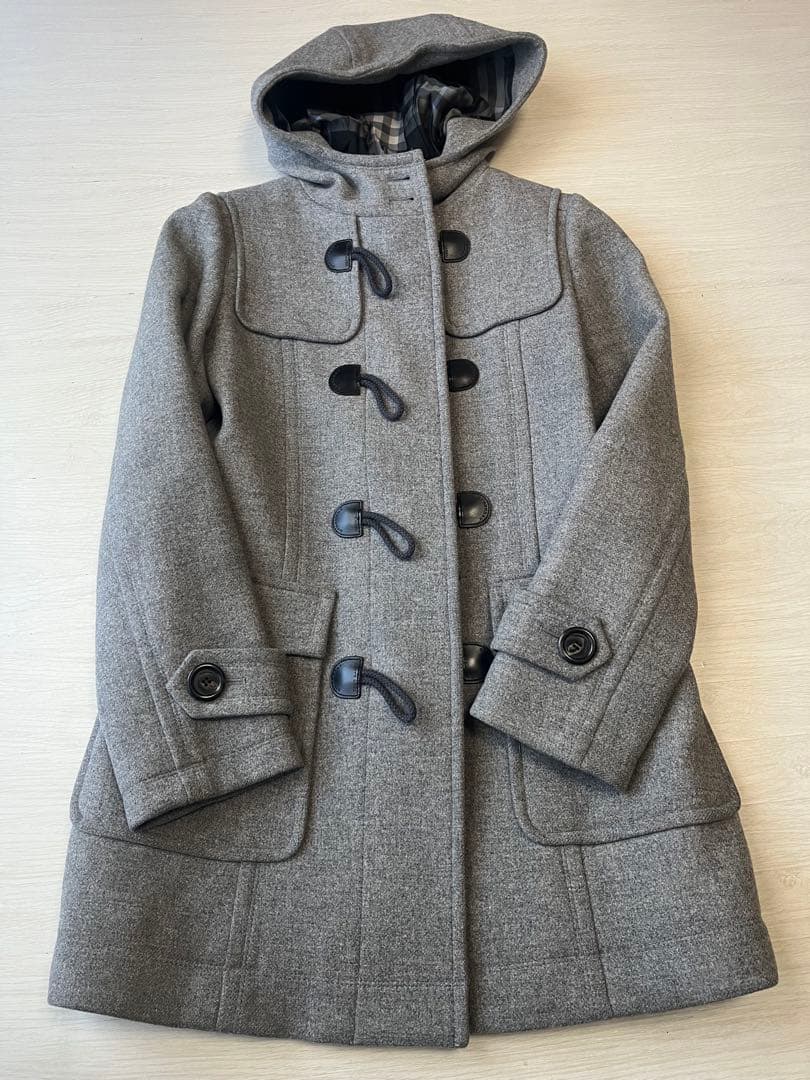 バーバリーブルーレーベル ダッフルコート ノバチェック フード 40