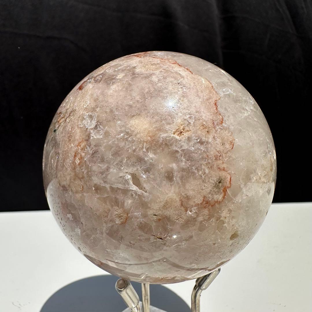 天然石桜瑪瑙のスフィア　丸玉　置物D.203