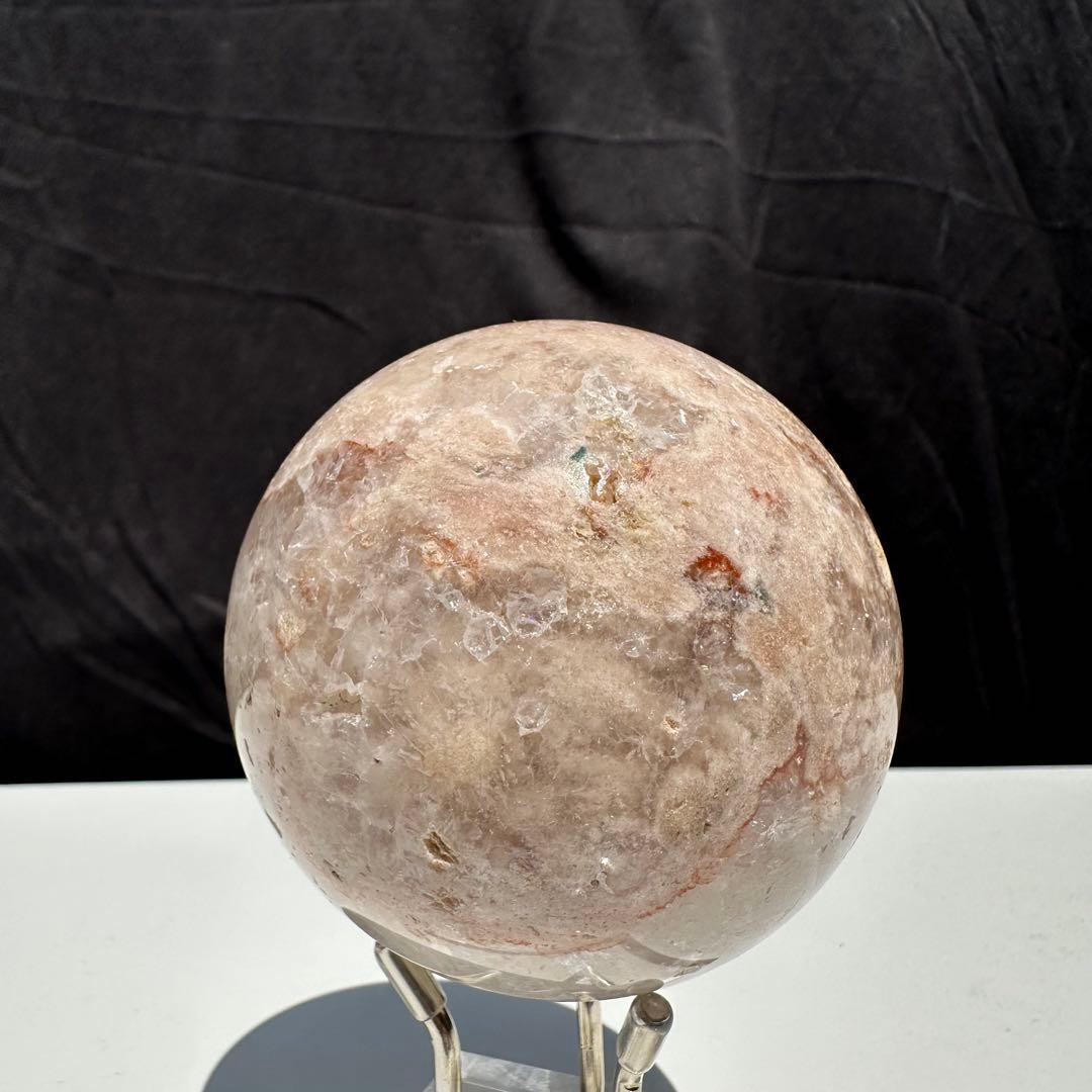天然石桜瑪瑙のスフィア　丸玉　置物D.203