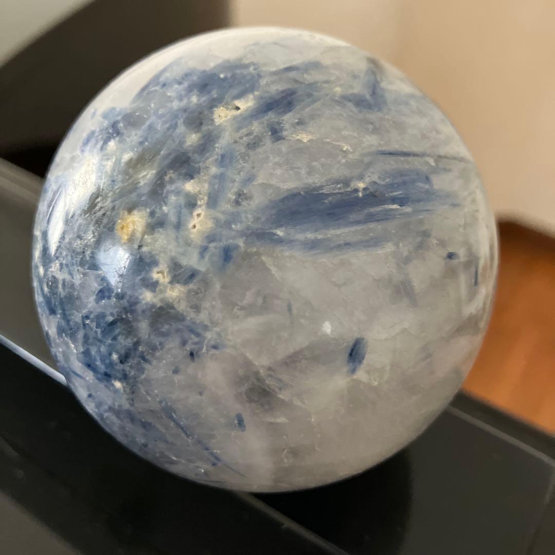 特大！カイヤナイトシリカ　スフィア　天然石置物　E148