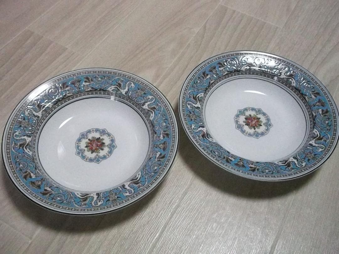  フロレンティーンターコイズスープ 皿 　2枚セット