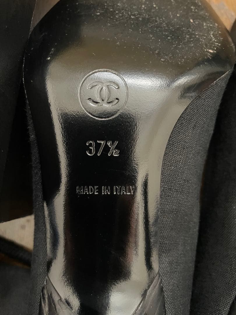 美品 CHANEL ハイヒールパンプス ココマーク リボン付き 37 1/2
