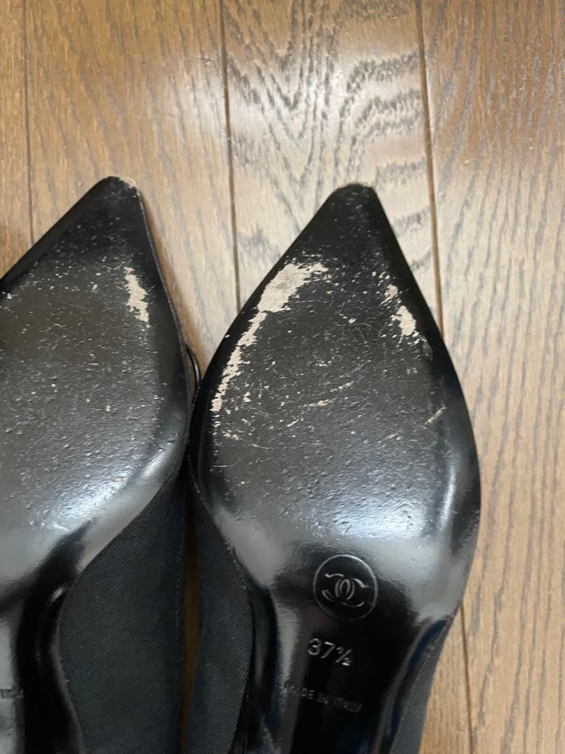 美品 CHANEL ハイヒールパンプス ココマーク リボン付き 37 1/2