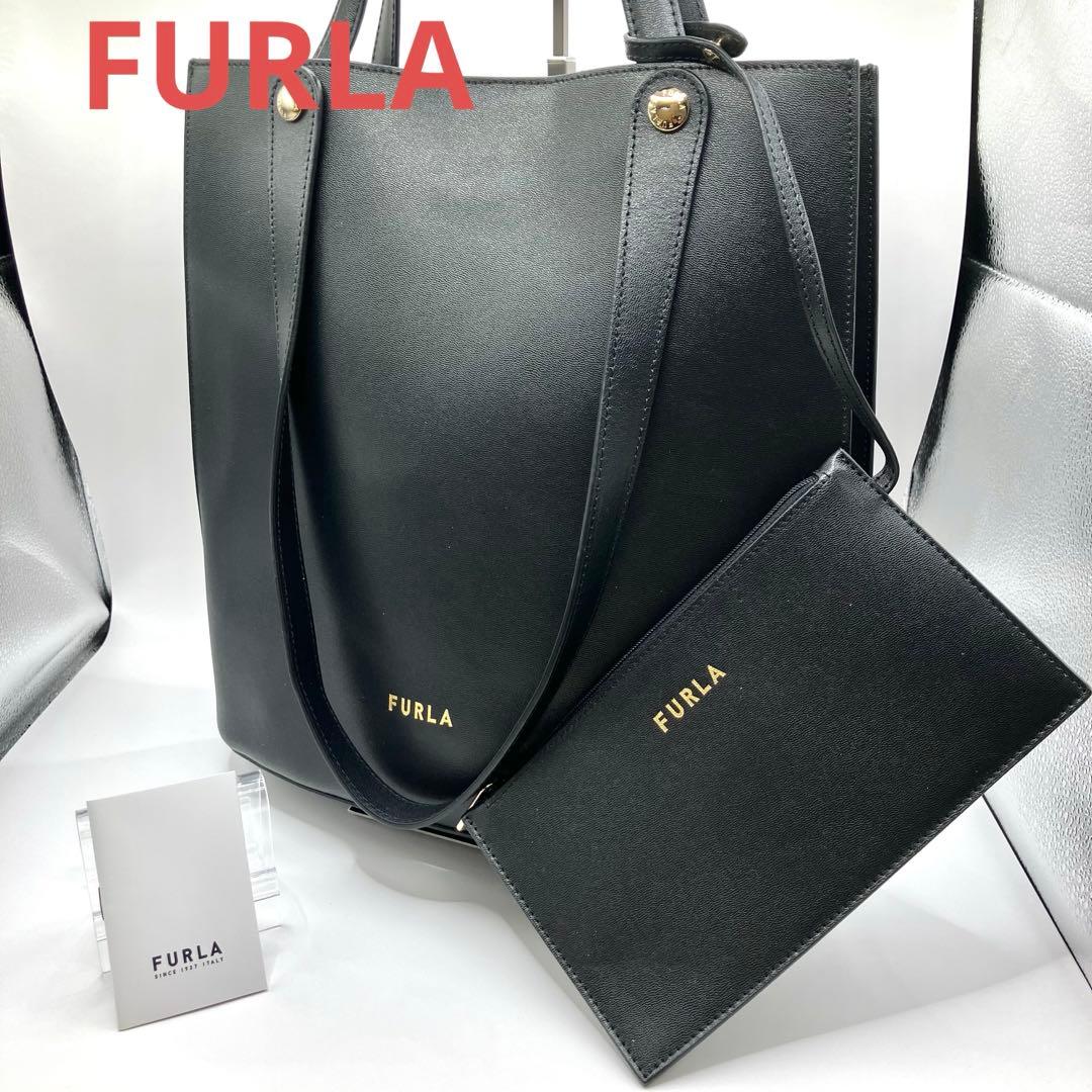 【美品】FURLA フルラ ムーサS トートバッグ ハンドバッグ 黒 ポーチ付