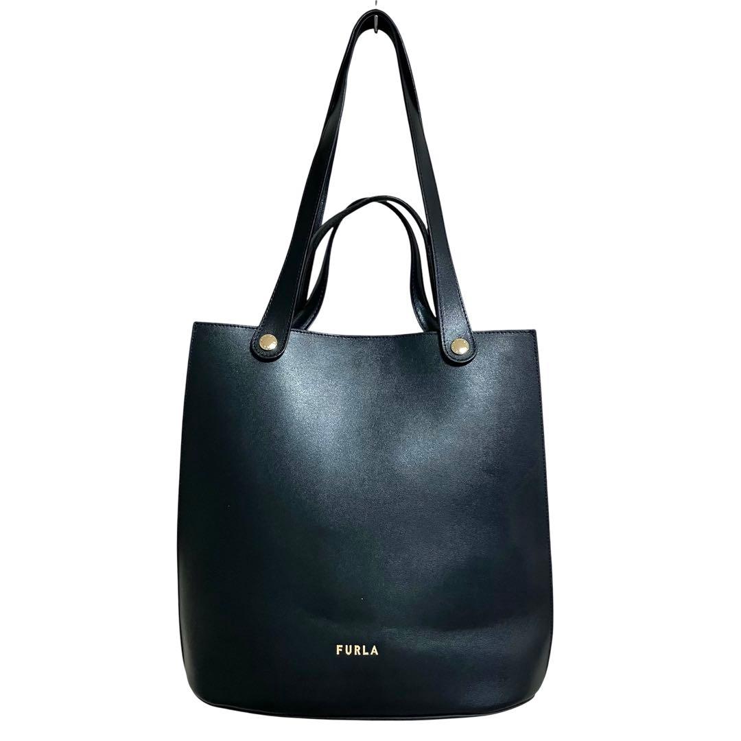 【美品】FURLA フルラ ムーサS トートバッグ ハンドバッグ 黒 ポーチ付