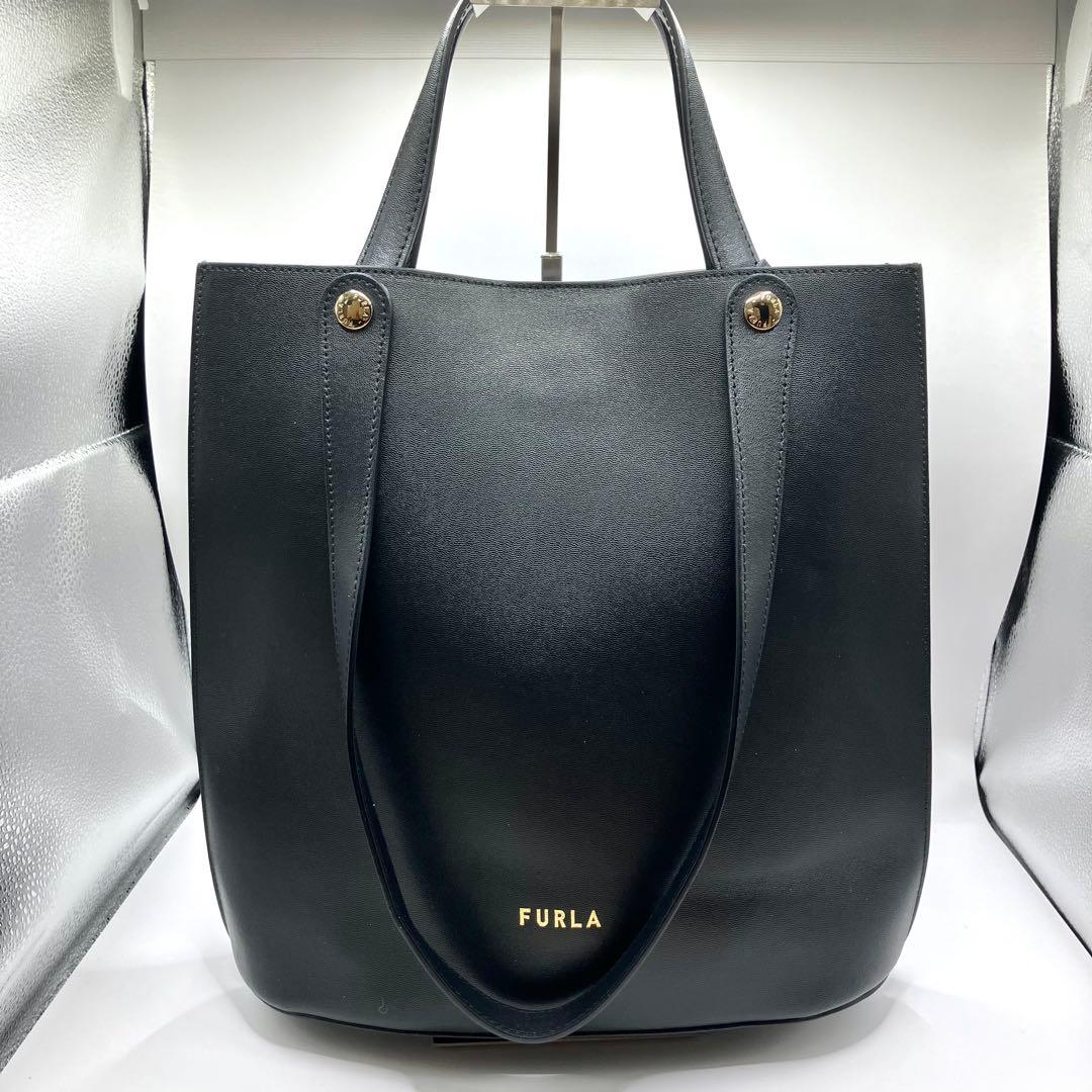 【美品】FURLA フルラ ムーサS トートバッグ ハンドバッグ 黒 ポーチ付