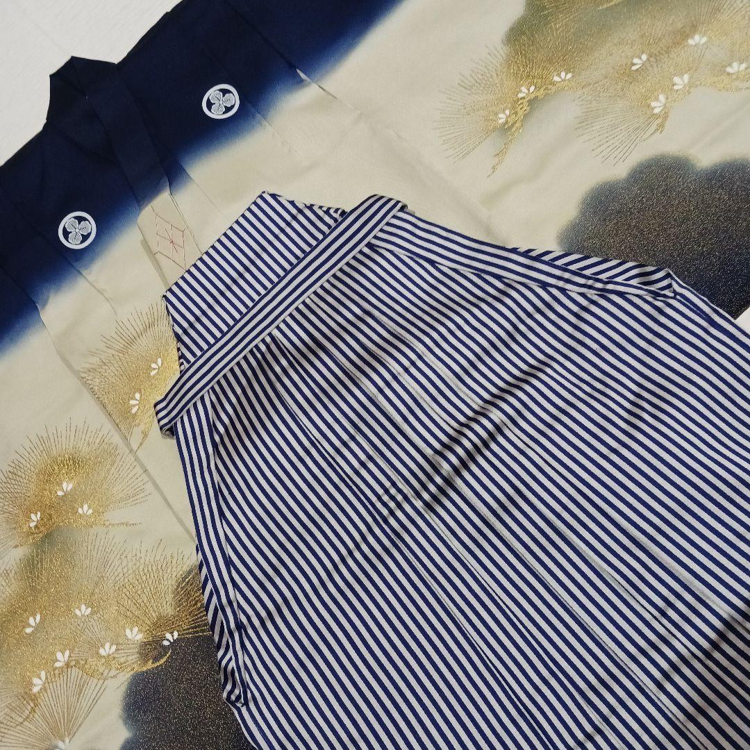 専用☆【3歳&5歳】正絹　七五三　男児　着物　陣羽織　袴　雪駄　小物セット　紺