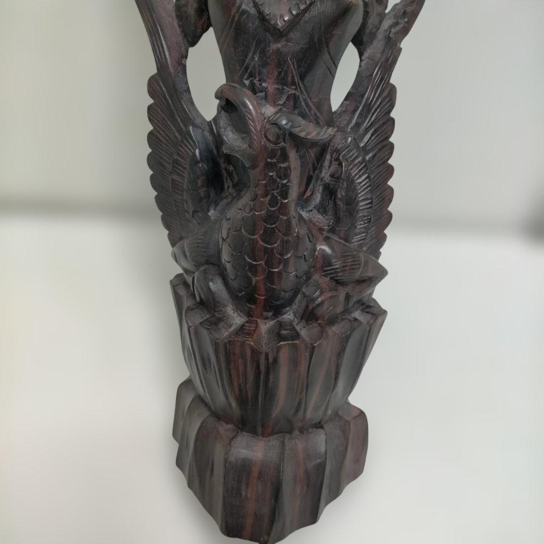 翼のある女神像 木彫り 置物 彫刻像 オブジェ アジアン 260115-3T