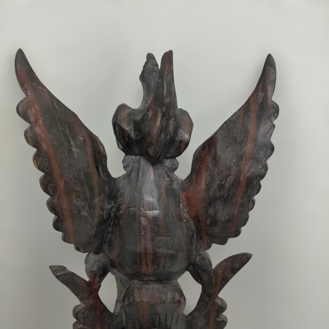 翼のある女神像 木彫り 置物 彫刻像 オブジェ アジアン 260115-3T