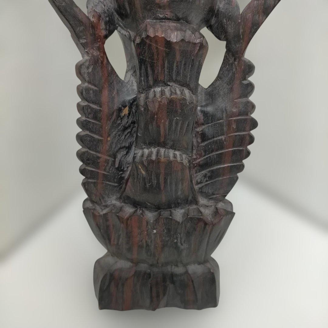 翼のある女神像 木彫り 置物 彫刻像 オブジェ アジアン 260115-3T