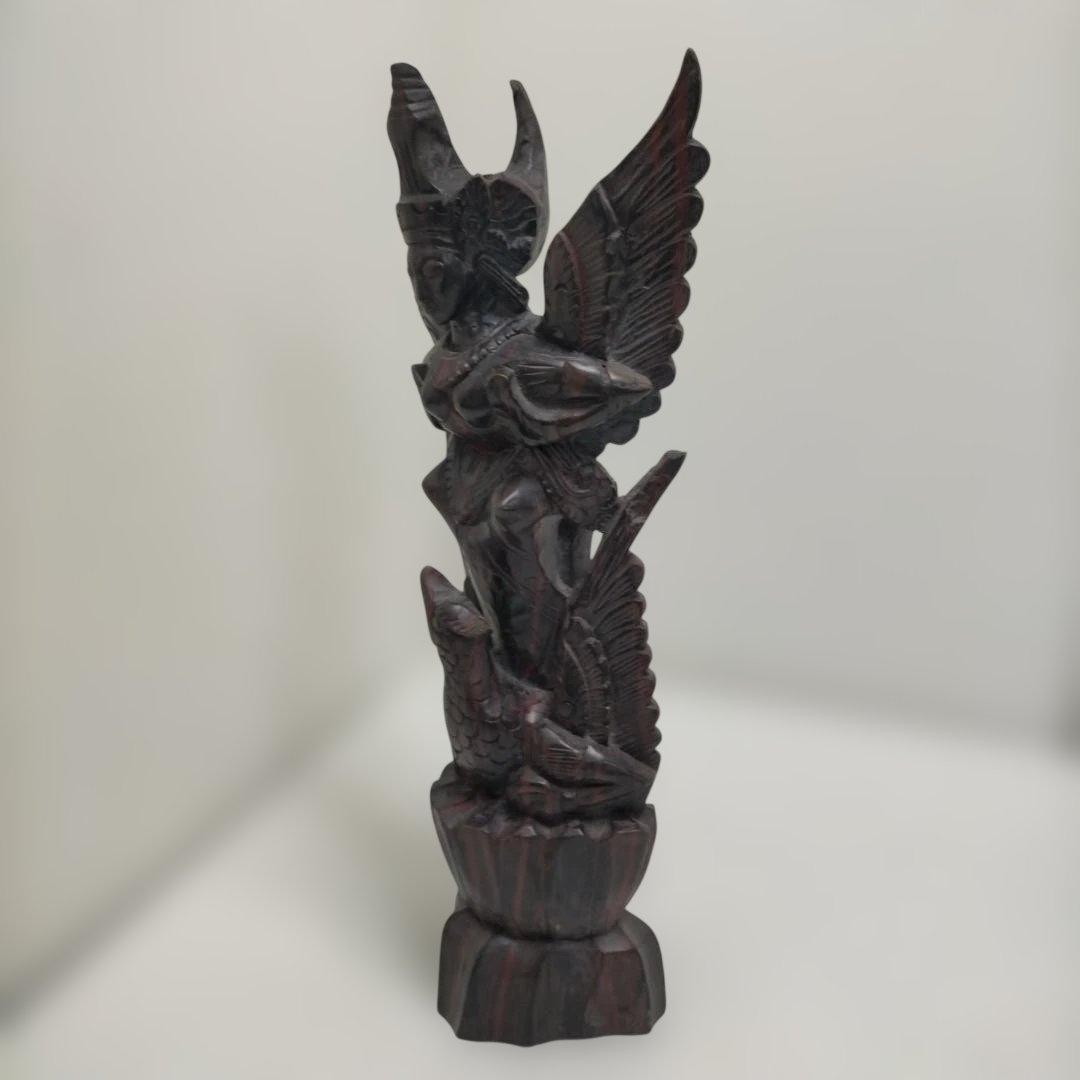 翼のある女神像 木彫り 置物 彫刻像 オブジェ アジアン 260115-3T