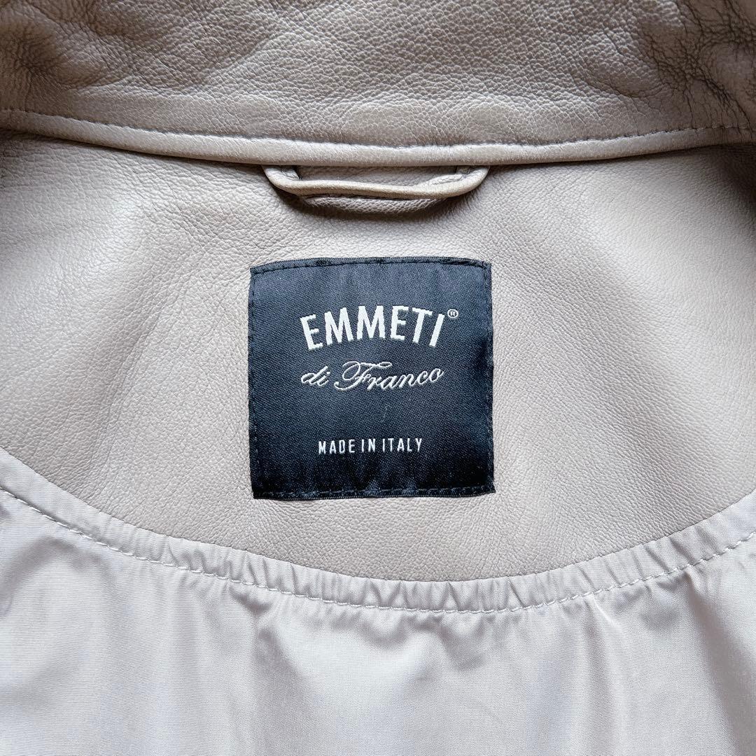 美品 エンメティ ラムレザー シングル ライダース アウター 46 伊製 高級