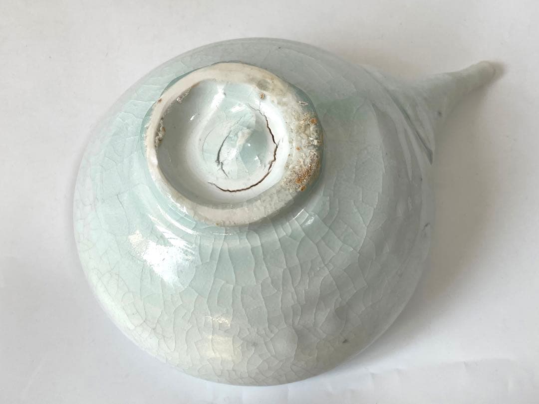 作家物　陶芸家　加藤委　つぶさ　川小牧白磁片口　オブジェ　青白磁　川小牧手　共箱