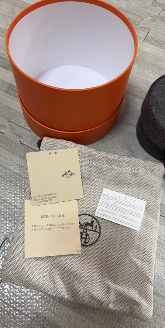 新品、未使用◇エルメス シュガーボックス ポーチ フェルト グレー 小物入れ