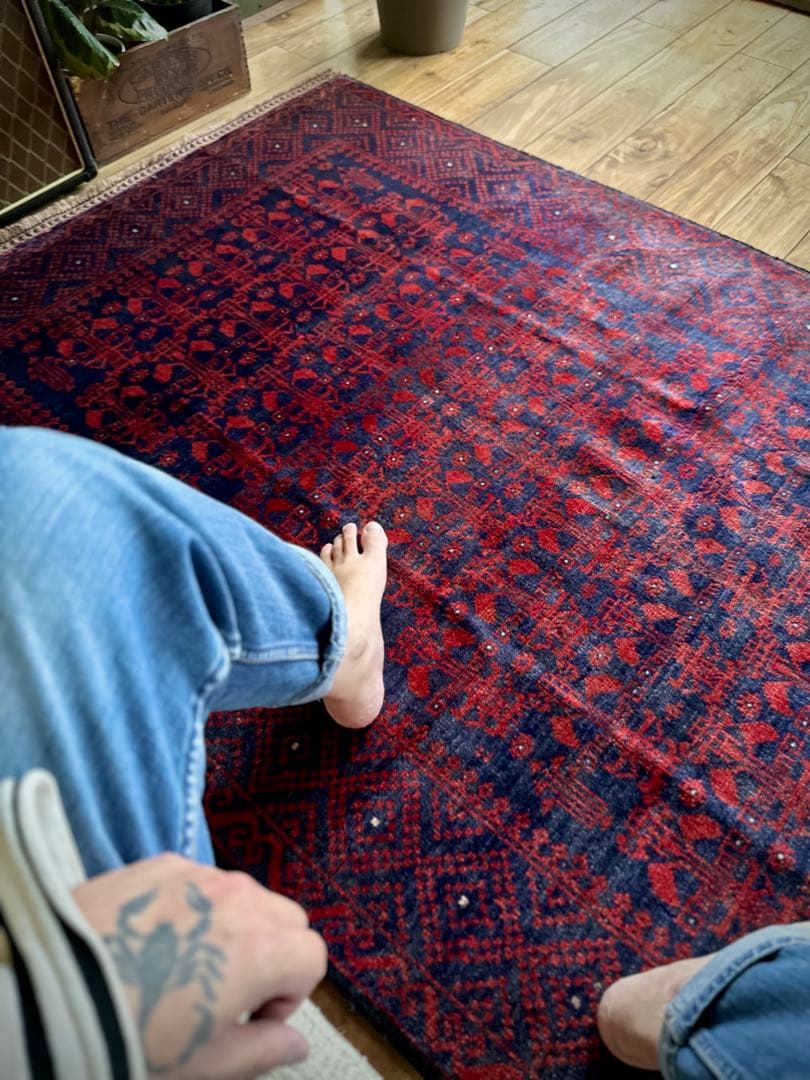 トライバルラグ　ヴィンテージラグ　アフガン　バルーチ族　プリミティブアート　美品