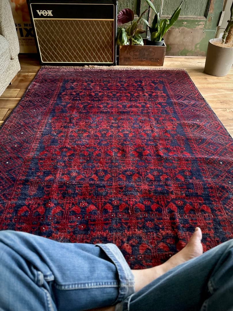 トライバルラグ　ヴィンテージラグ　アフガン　バルーチ族　プリミティブアート　美品