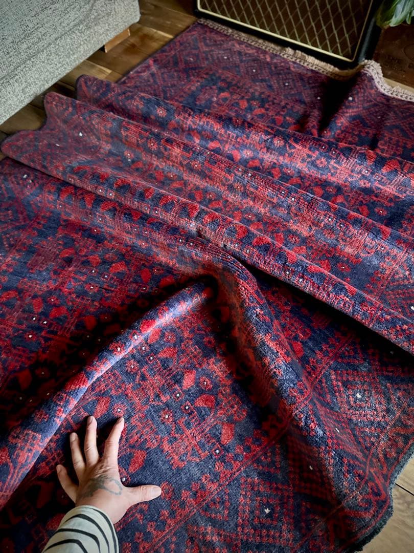 トライバルラグ　ヴィンテージラグ　アフガン　バルーチ族　プリミティブアート　美品