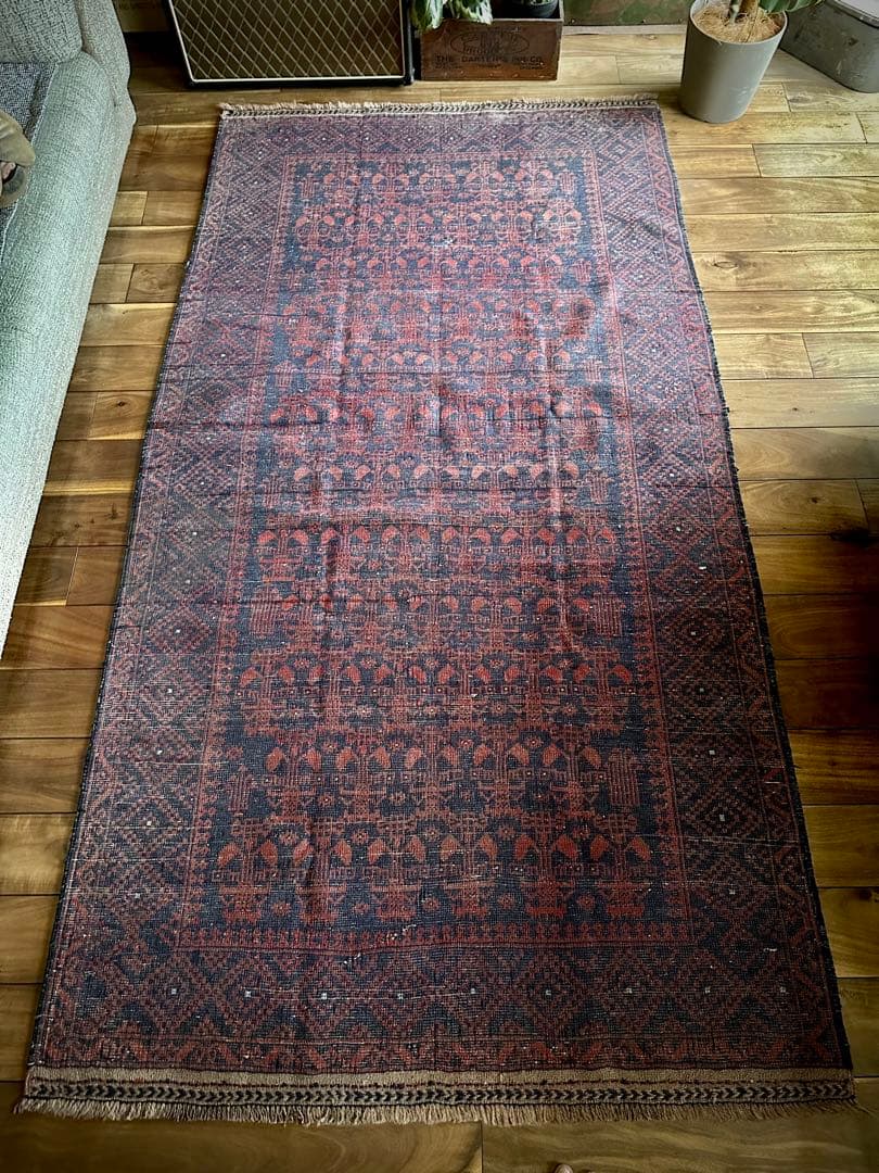 トライバルラグ　ヴィンテージラグ　アフガン　バルーチ族　プリミティブアート　美品