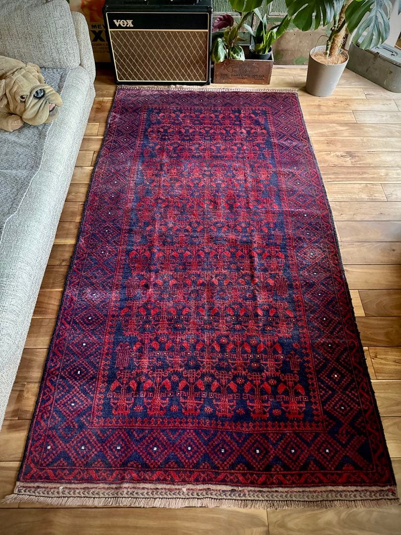 トライバルラグ　ヴィンテージラグ　アフガン　バルーチ族　プリミティブアート　美品