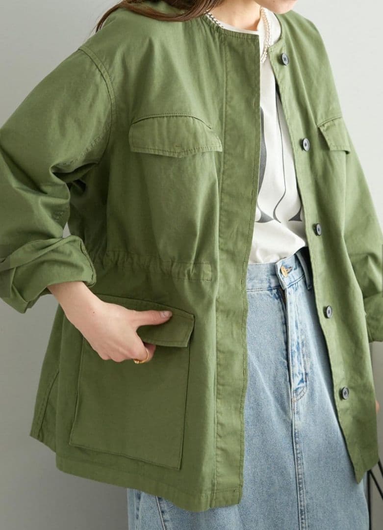 新品未使用　PUAL CE CIN　ノーカラーミリタリーブルゾン