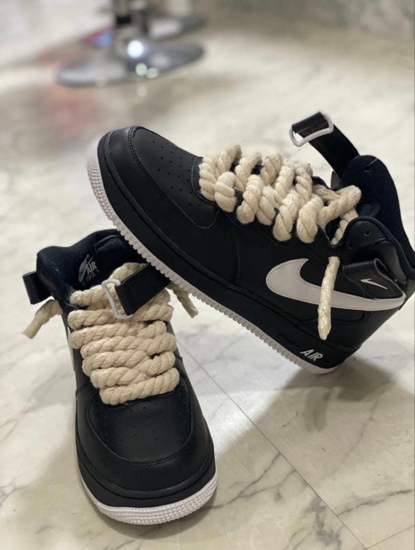 AIR FORTH 1 MID'07 /BLACK*WHITE ロープ　カスタム
