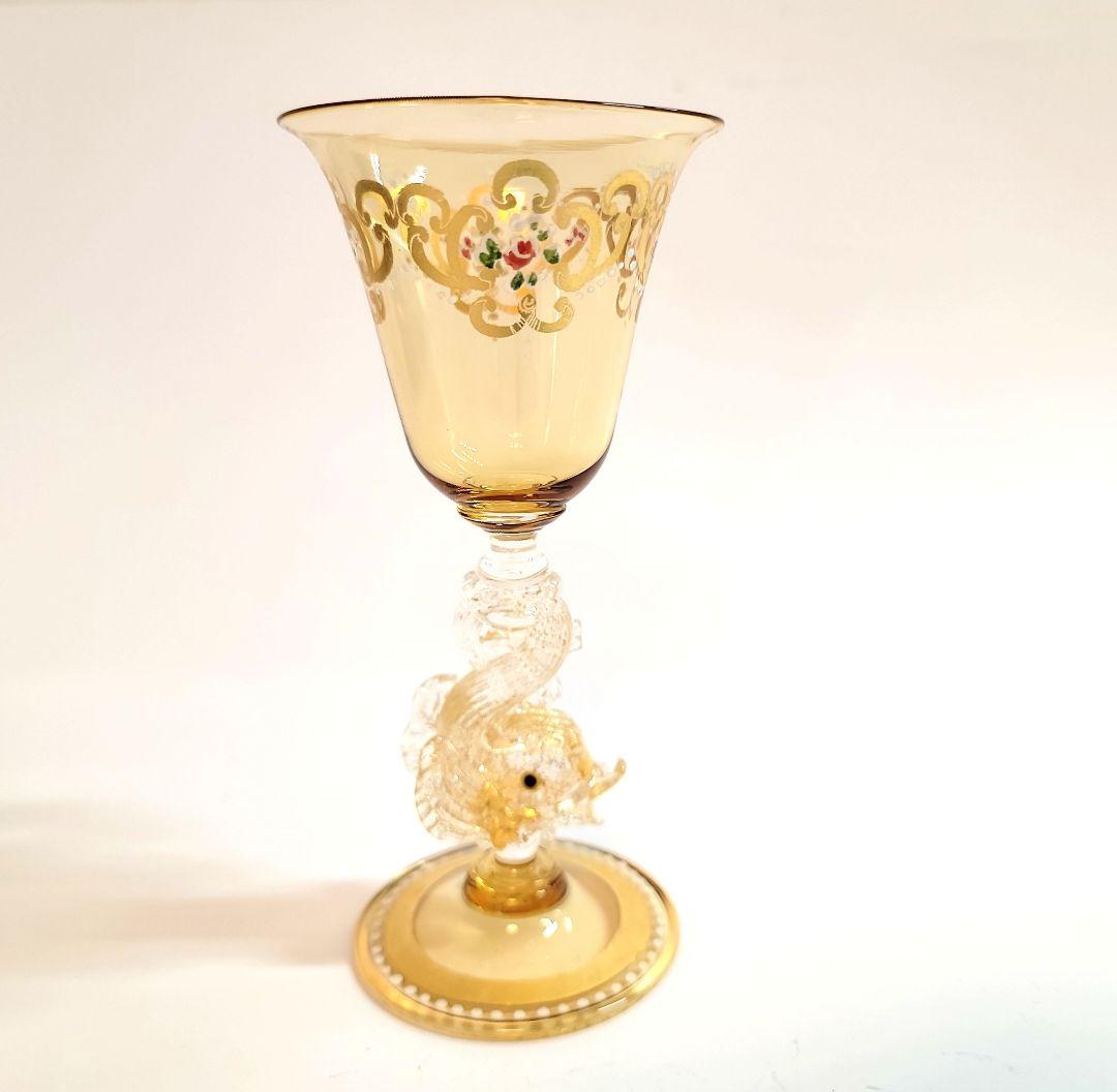 ❇希少❇ ムラーノ ベネチアングラス ワイングラス　金色