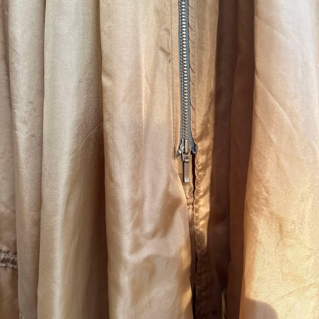 mori サスペンダー付きカーキ、ベージュナイロン　リメイク　ミリタリースカート