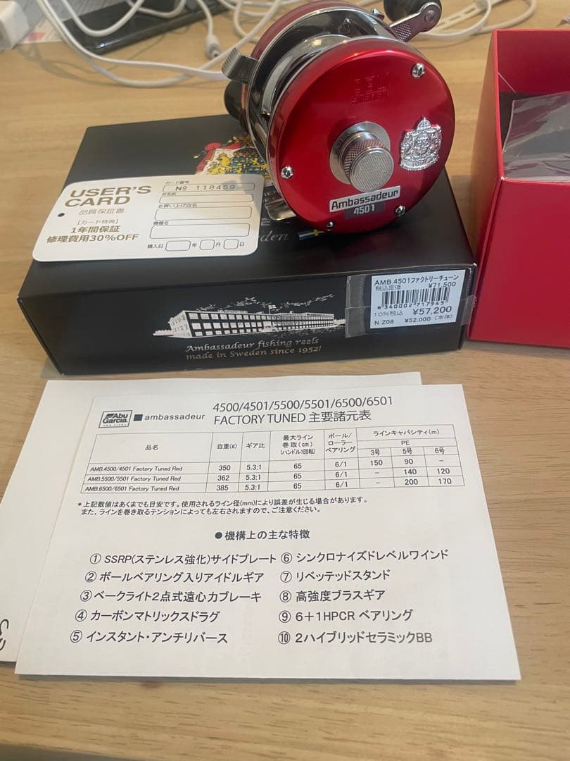 アブガルシアAmbassadeur 4501C ファクトリーチューンレッド激レア