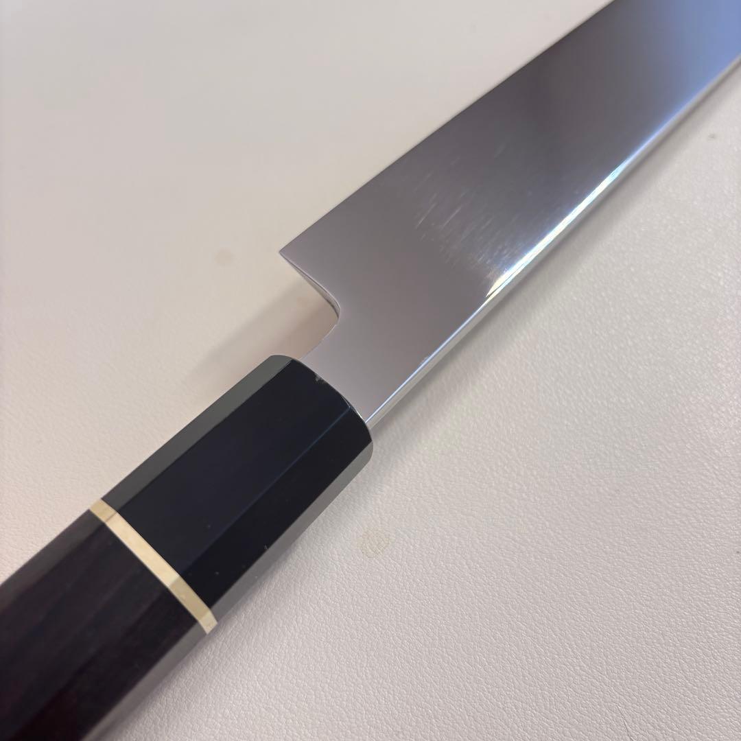 【鞘付き】 270mm柳刃包丁 鏡面　黒檀水牛八角柄 全鋼 和包丁'ᘲ