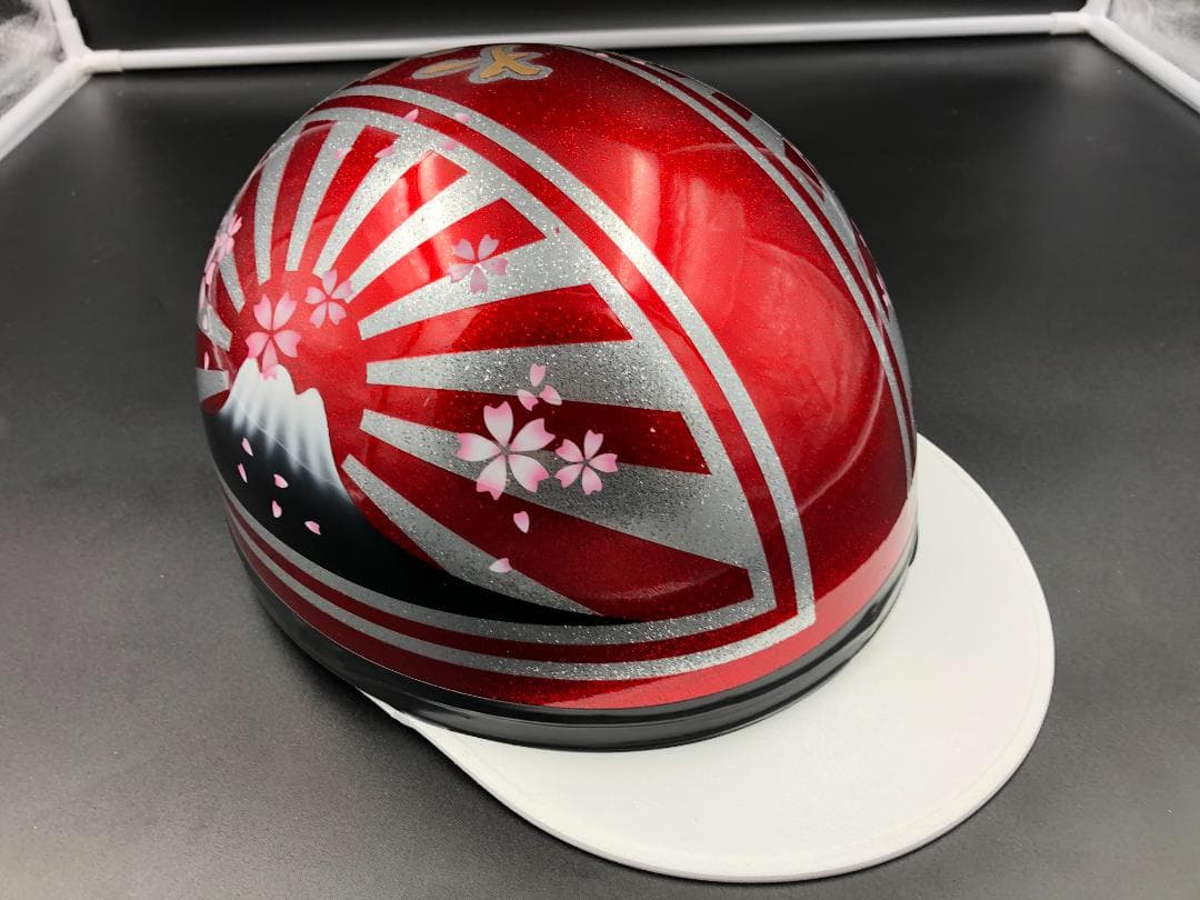 コルク半　カスタム　富士日章　三つボタン　キャンディレッドラメ　桜　高級クリヤ