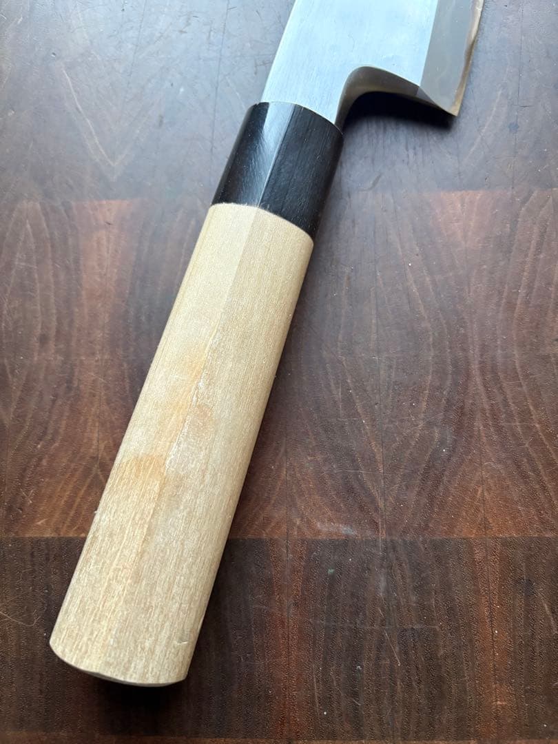 堺打刃物　霞　大　出刃　240mm 包丁　白鋼　和包丁　水牛朴柄　本職