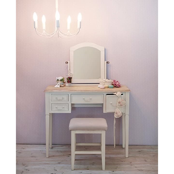 シャビーシック　ドレッサー＋スツールセット　ホワイト