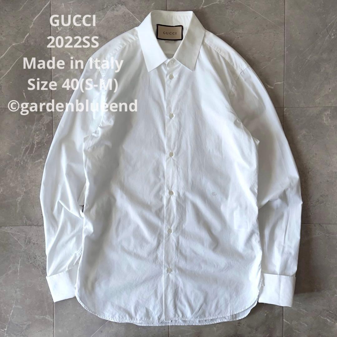 GUCCI 現行タグ ダブルカフスシャツ フレンチカフスシャツ ホワイト S M