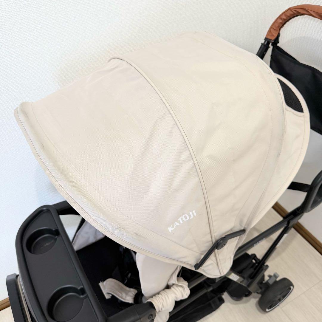 【美品】カトージ2人乗りベビーカー 二人でゴー ベージュ
