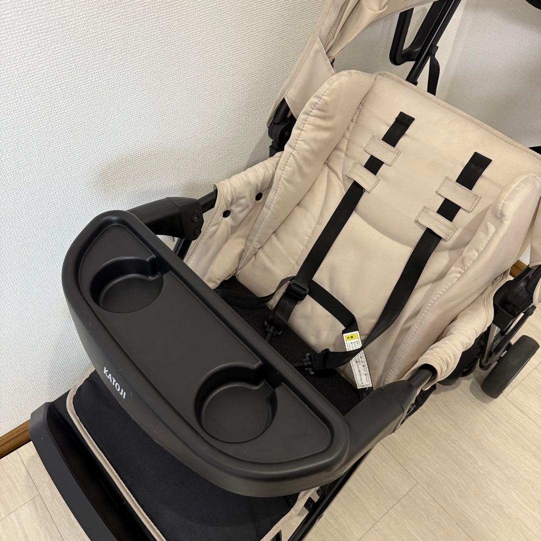 【美品】カトージ2人乗りベビーカー 二人でゴー ベージュ