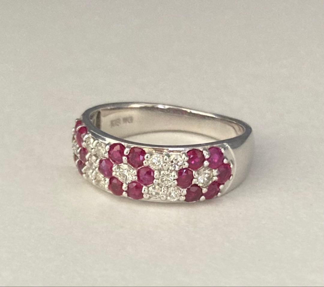 K18 WG ルビー&ダイヤモンド　リング（11号）