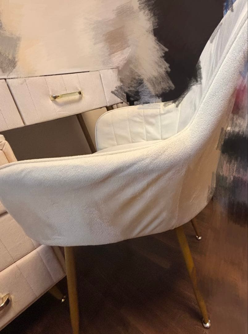 ホワイト ドレッサー　椅子付き　おしゃれ　かわいい　北欧風　大理石