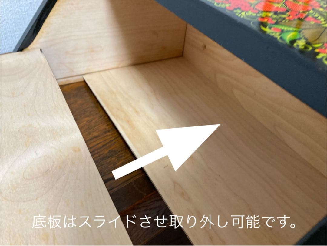 ロシア雑貨☆伝統工芸ホフロマ塗り収納ケース木製箱bread boxマトリョーシカ