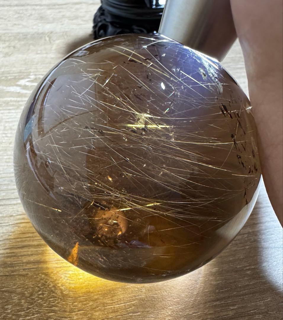 大玉　スモーキークォーツ　ルチル共生　約8.3cm 重さ710g 丸玉