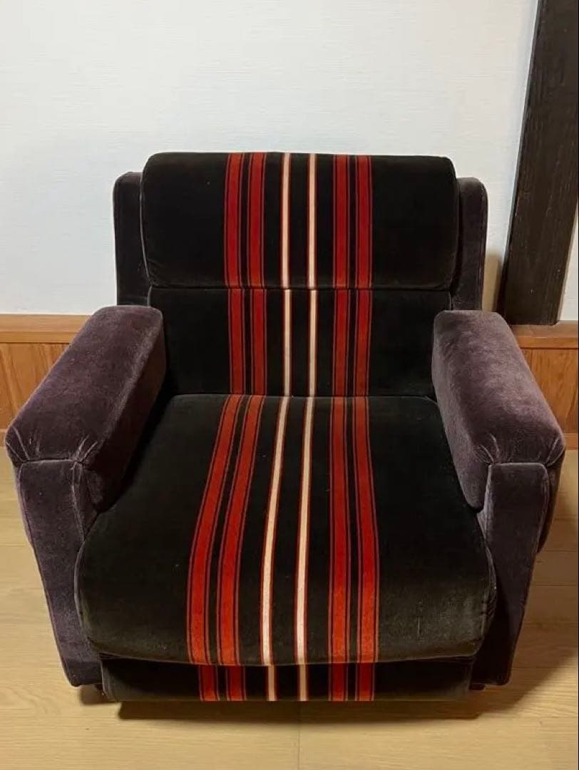 レトロ　モケット　1人掛けソファー
