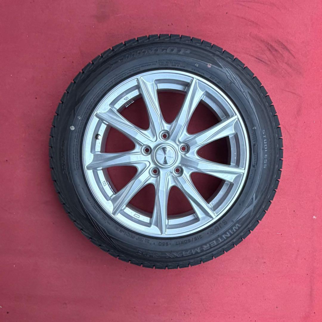 送料込215/60R17DUNLOPウィンターマックスSJ8アルミホイール 5穴