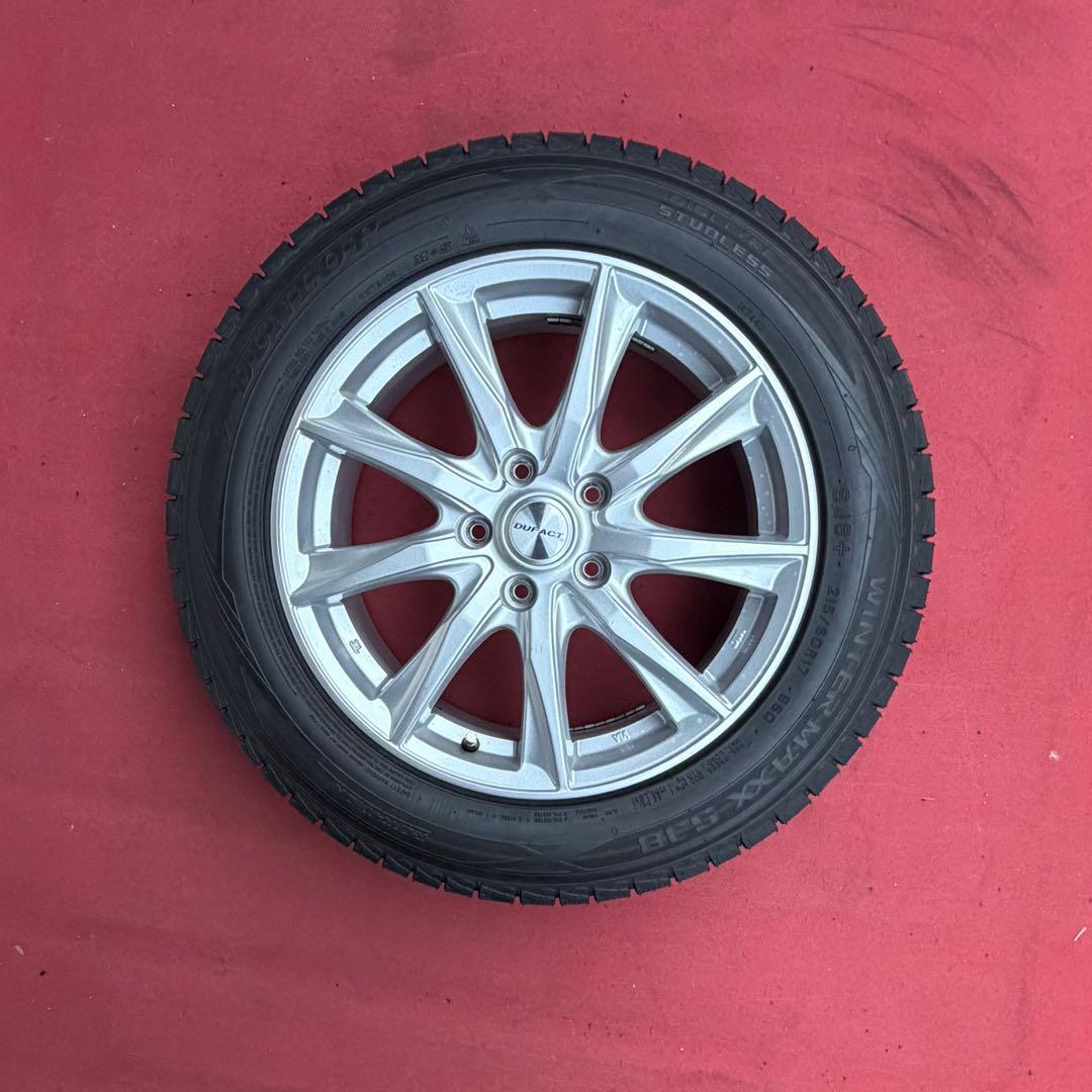 送料込215/60R17DUNLOPウィンターマックスSJ8アルミホイール 5穴