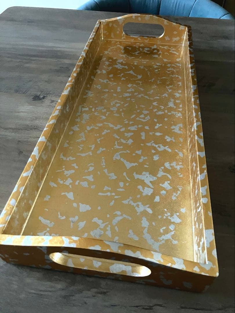 【caspari 】リカーバートレイ　金箔　持ち手付き