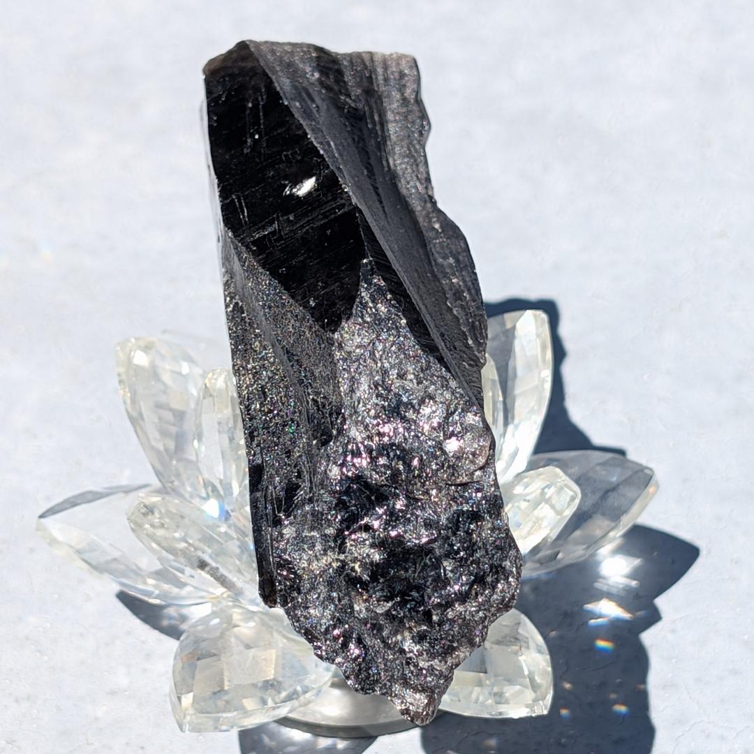 一点物 モリオン原石 山東省産 黒水晶 130g 成長線が著しい 邪気払いの石