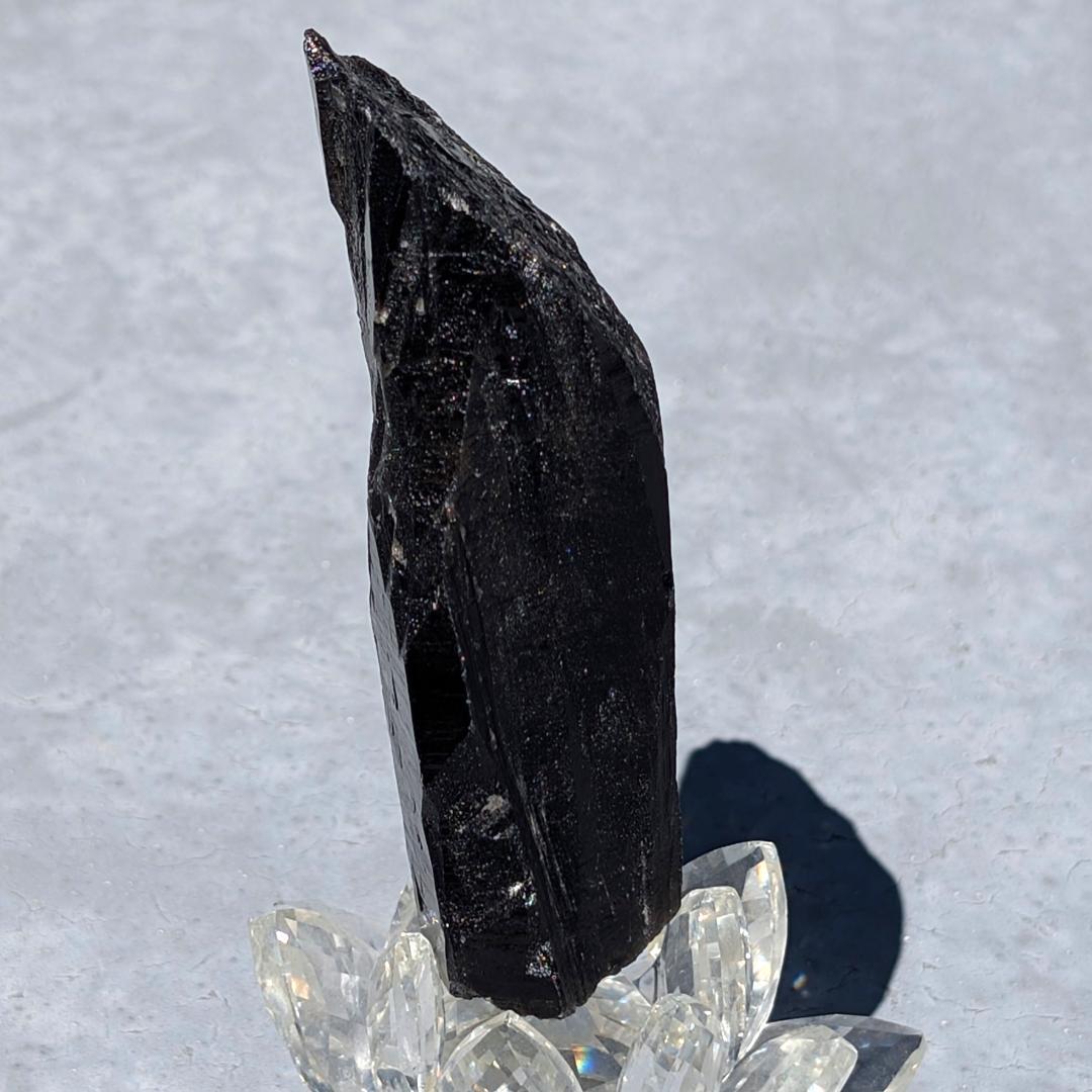 一点物 モリオン原石 山東省産 黒水晶 130g 成長線が著しい 邪気払いの石