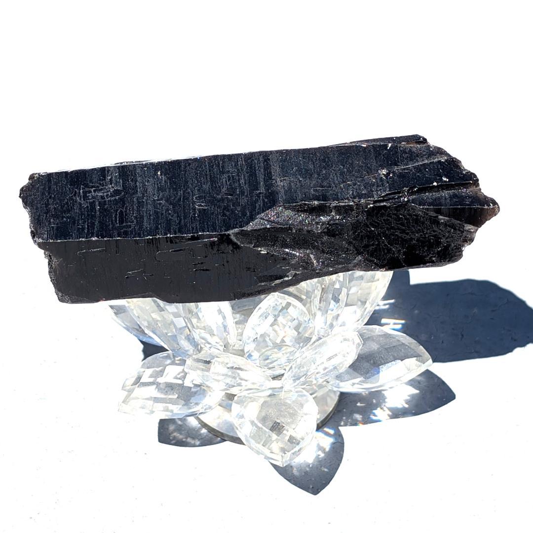 一点物 モリオン原石 山東省産 黒水晶 130g 成長線が著しい 邪気払いの石