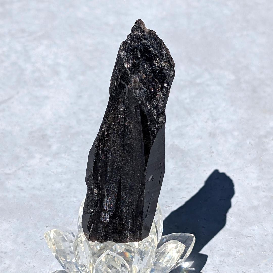 一点物 モリオン原石 山東省産 黒水晶 130g 成長線が著しい 邪気払いの石