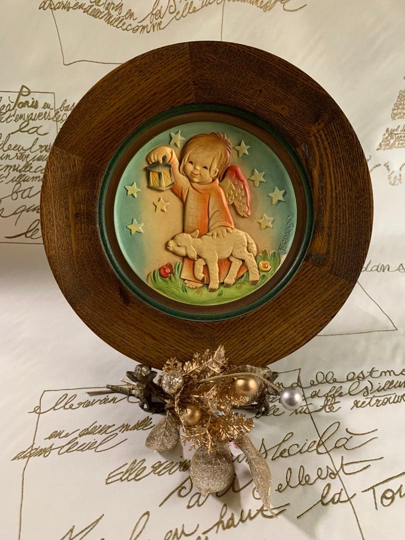 アンリ人形　ビンテージ1978年クリスマス木製プレート！可愛い過ぎます！